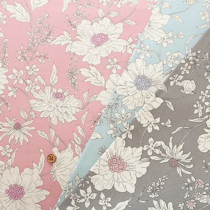 コットンオックスプリント生地　ナチュラルフラワー