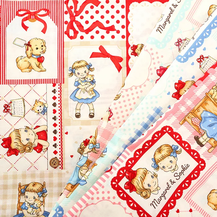 コットンシーチングプリント生地　キルトゲイト　マーガレット＆ソフィー