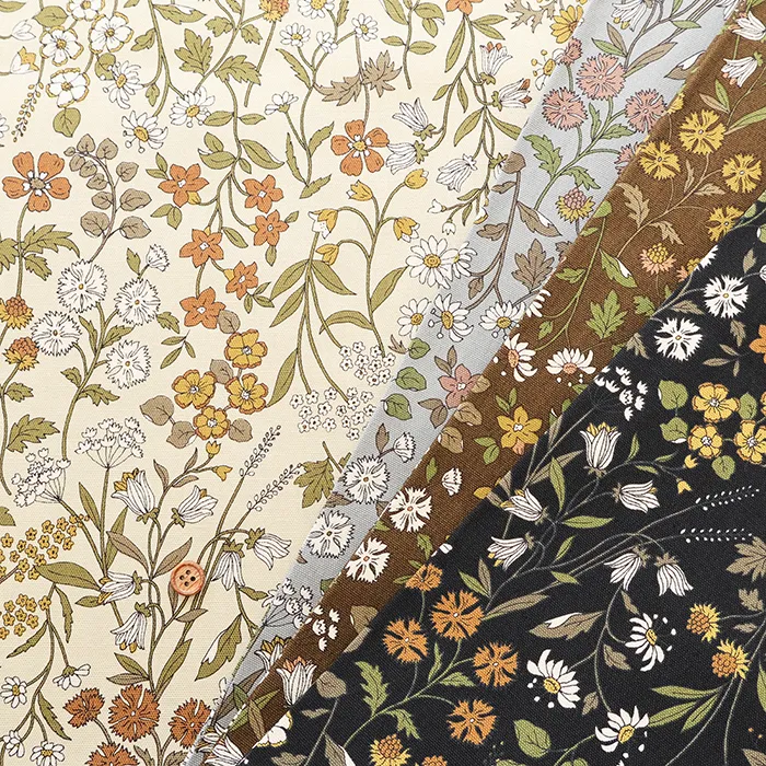 コットンオックスプリント生地　アンティークフラワー 2
