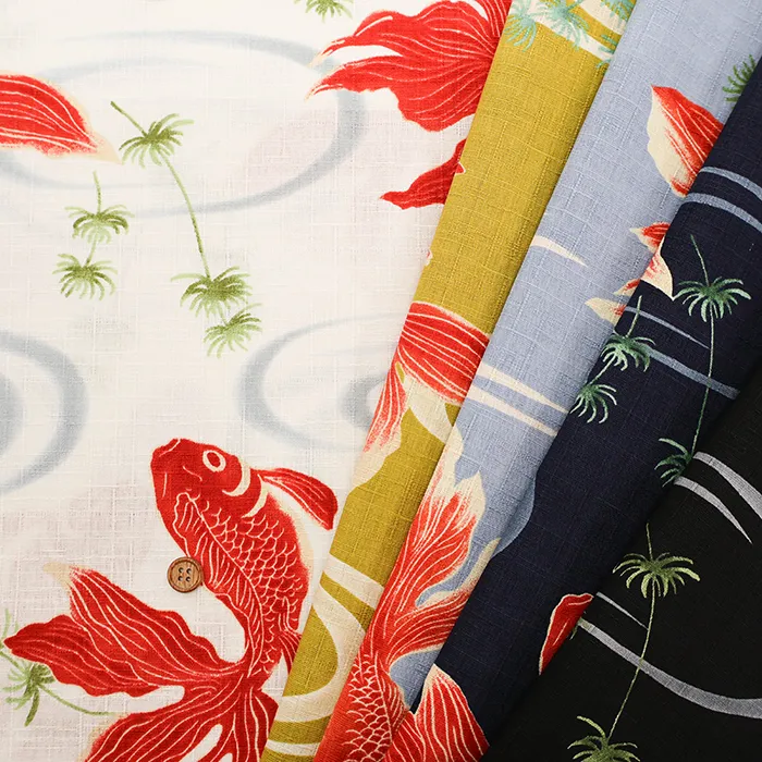 コットンドビープリント生地　和柄　金魚