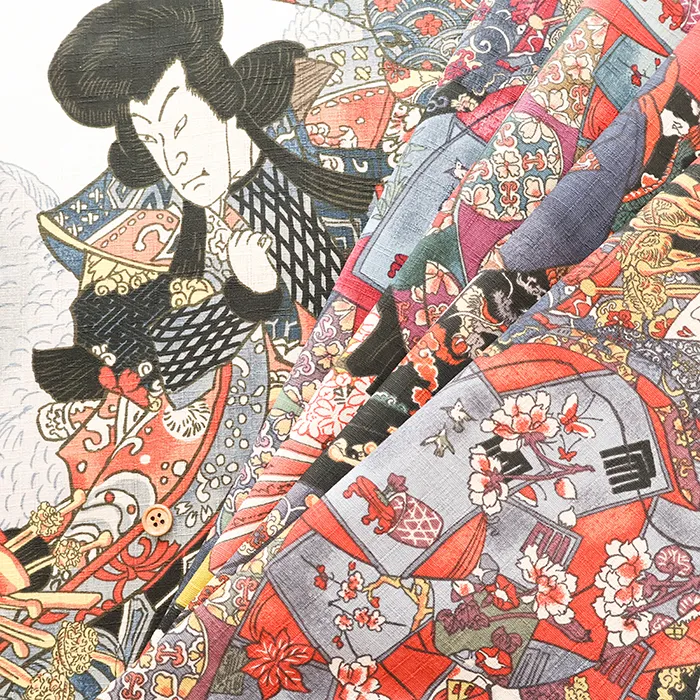 コットンドビープリント生地　大河