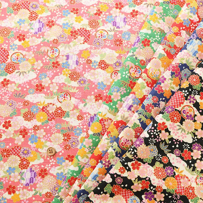 コットンドビー和調プリント生地　華