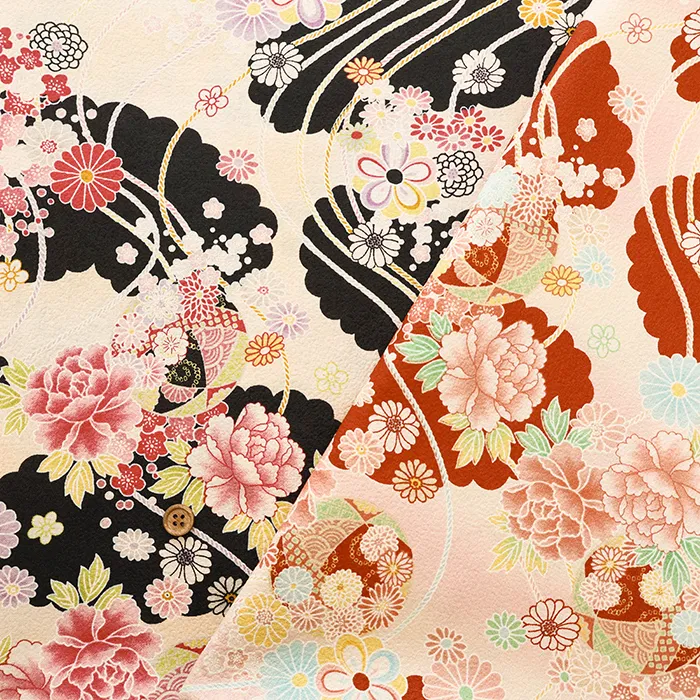 コットンスケアエンボスプリント生地　和柄