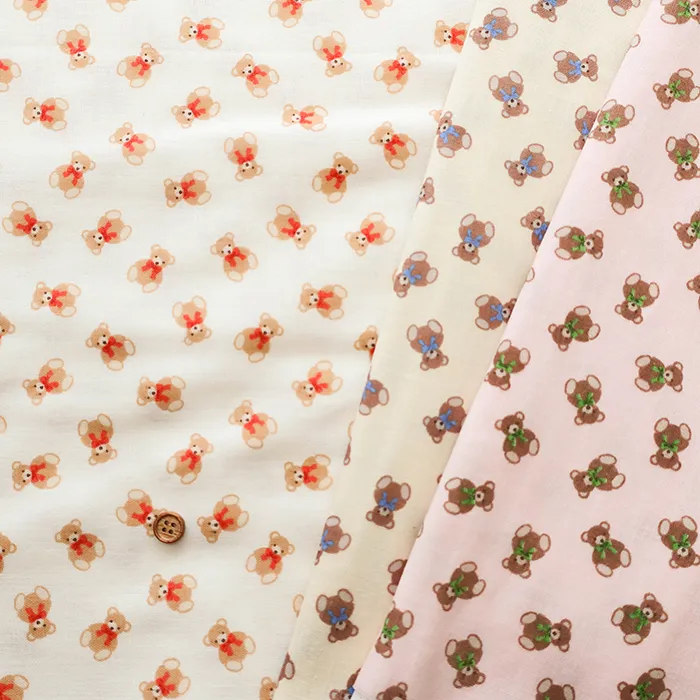 コットンダブルガーゼプリント生地　ベア