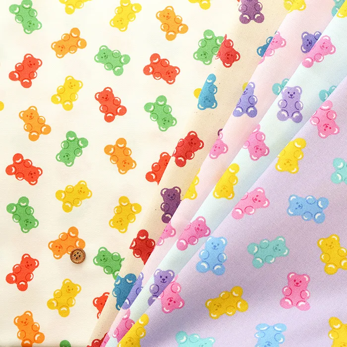 コットンオックスプリント生地　クマグミ