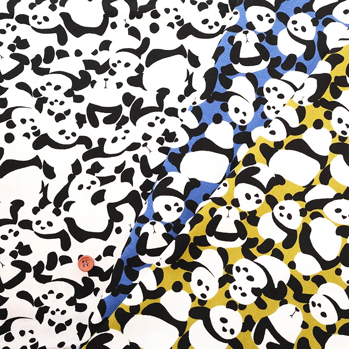 コットンオックスプリント生地　パンダ