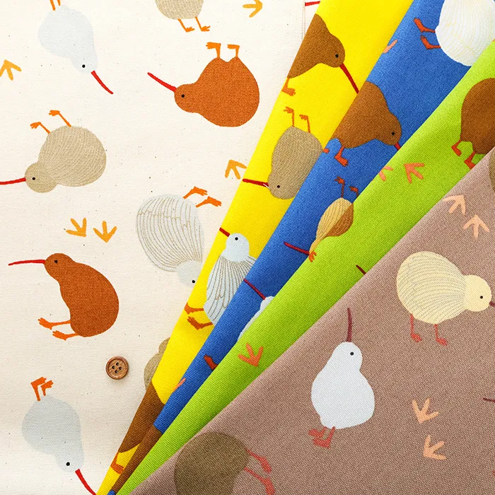 コットンオックスプリント生地　キーウィ