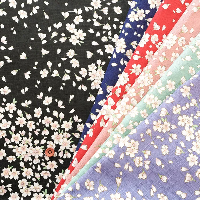 コットンサザンクロスプリント生地　桜吹雪