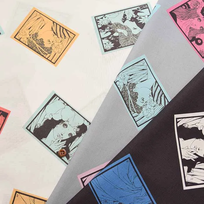 コットンシャーティングプリント生地　リファインド加工　中原淳一コレクション　レディ