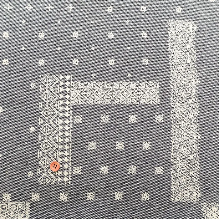 コットンインディゴニットプリント生地　バンダナ柄