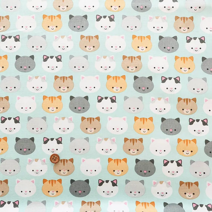 USAコットンシーチングプリント生地　ねこ