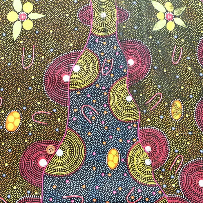 USAコットンシーチングプリント生地　アボリジナルアート