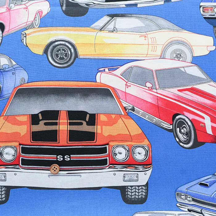 USAコットンシーチングプリント生地　クラシックカー