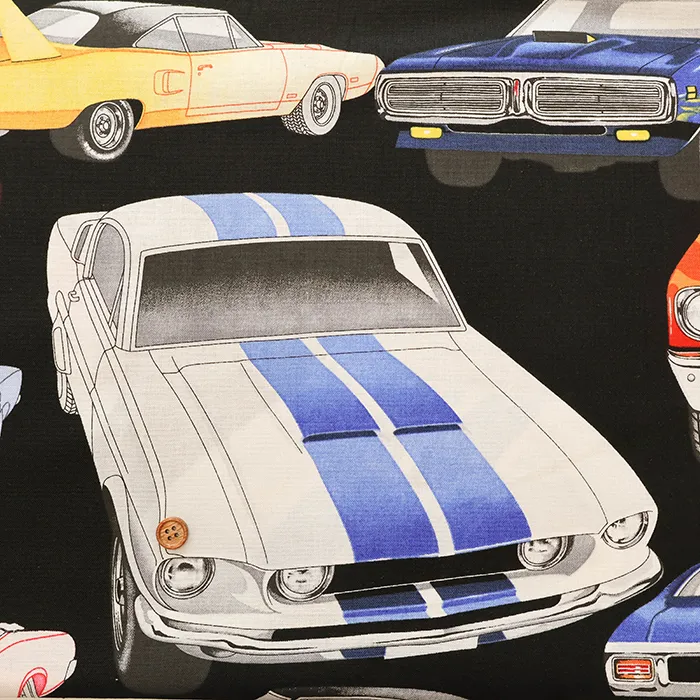 USAコットンシーチングプリント生地　クラシックカー
