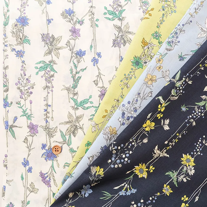 コットン６０ローンプリント生地　ボタニカル