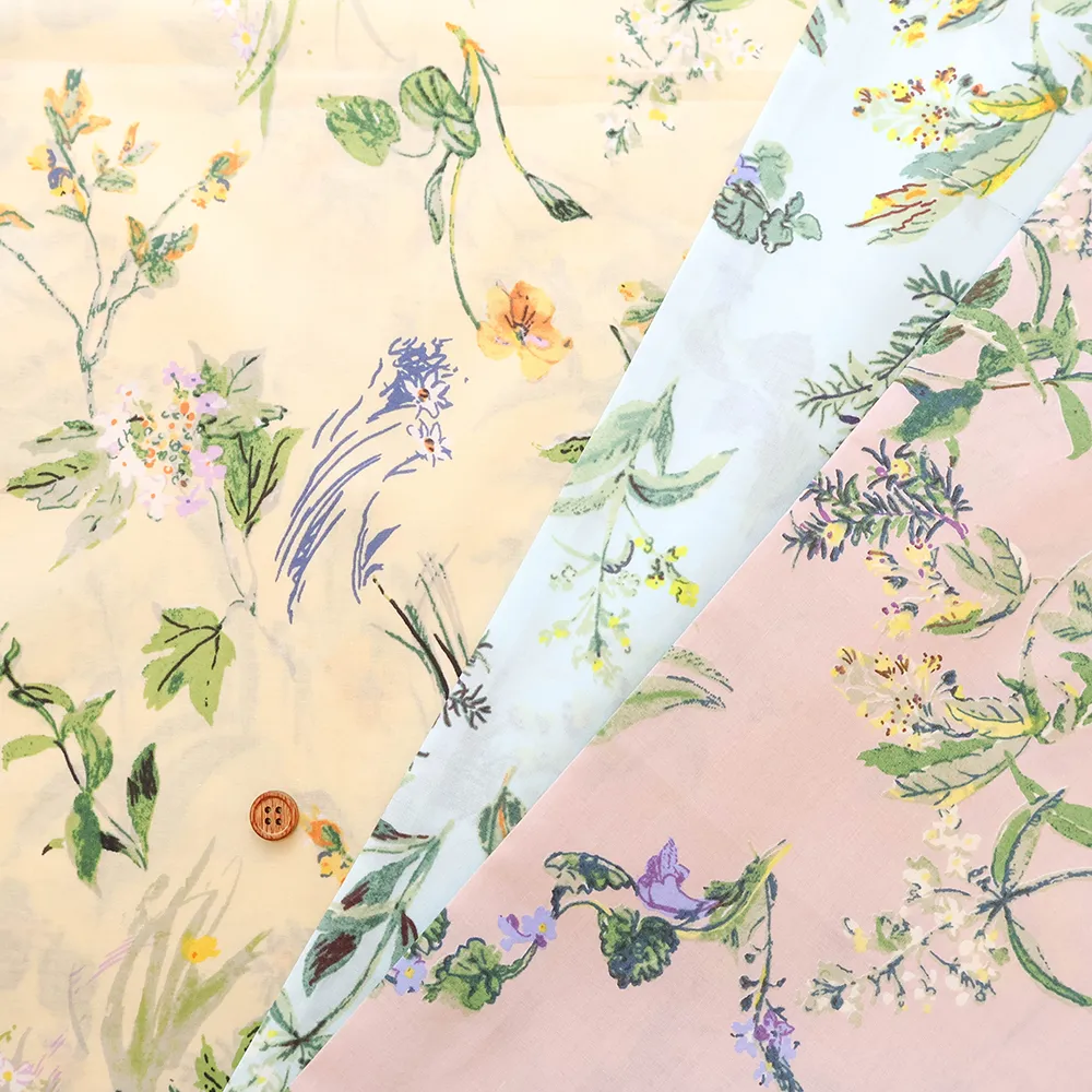 コットン80/240本ローンプリント生地　ボタニカル