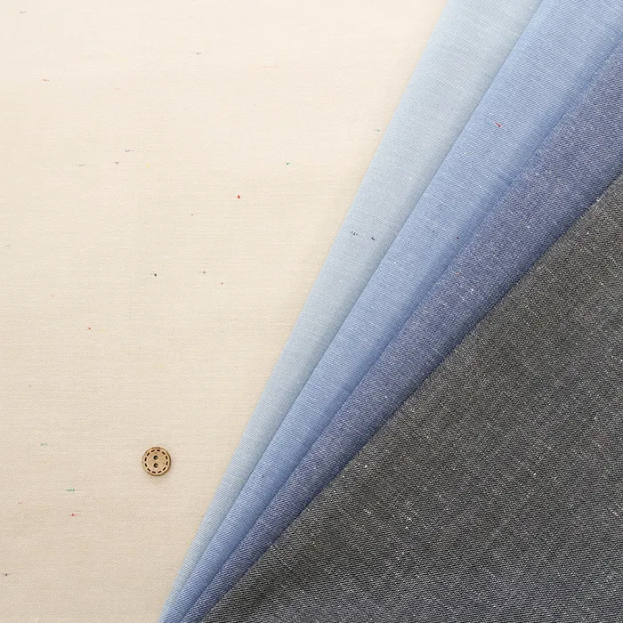 コットンカラーネップシャンブレー生地　無地