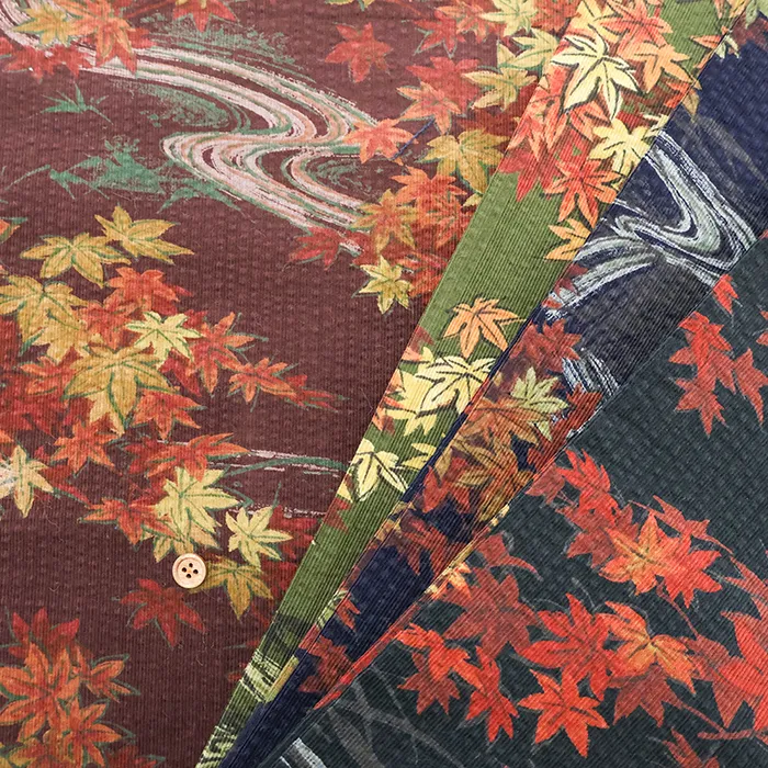 コットン21ｗコールプリント生地　もみじ