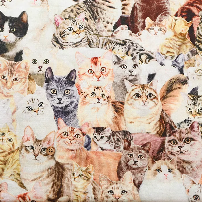 コットンシーチングインクジェット生地　さらら　cat's2