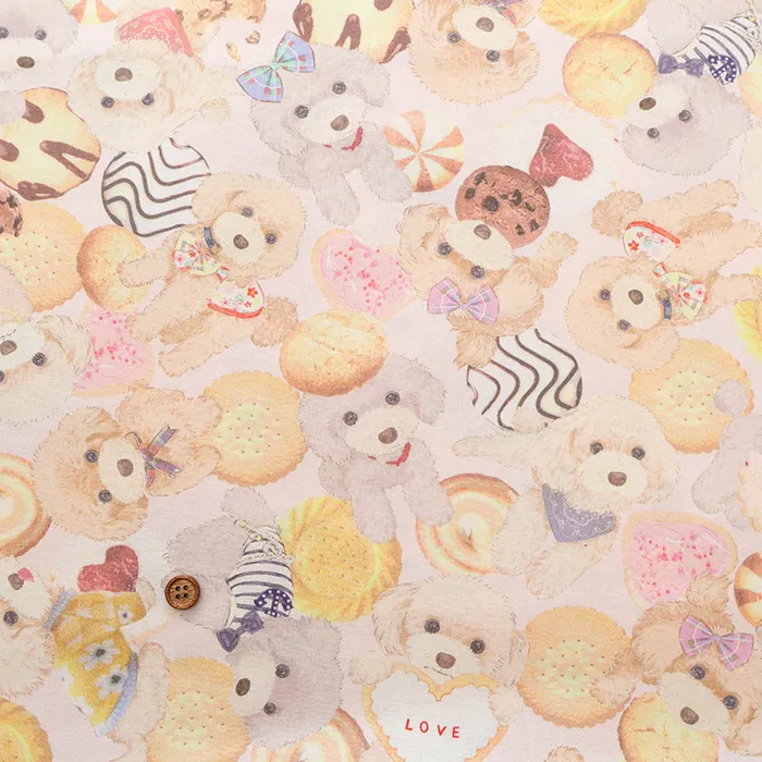 コットンシーチングインクジェット生地　さらら　Love dog