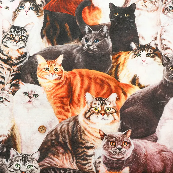 コットンシーチングインクジェット生地　さらら　cat's
