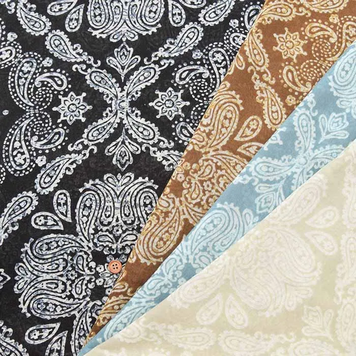 コットンプリント生地　エスニックペイズリー柄
