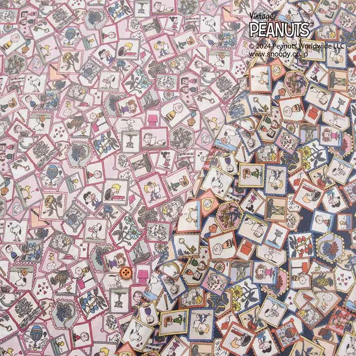 Liberty Fabrics 2024S/S PEANUTS(TM)Collection Stamp Collection(ラミネート生地つや消し)