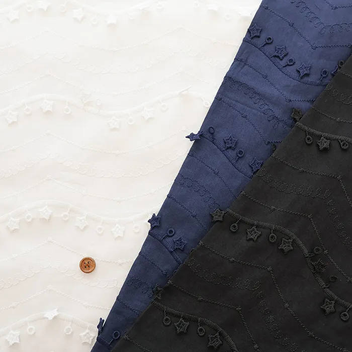 中国製　トレンドファブリック　コットンレース生地　スター