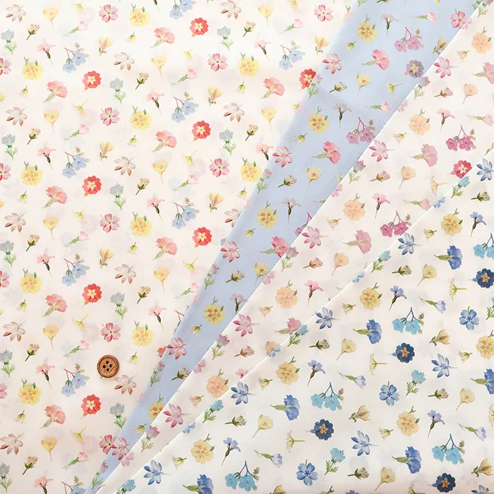 Liberty Fabrics 2026 S/S Organic Tana Vol.5　DEVONSHIRE FLOWERS　-：DU.オフ×ブルー
