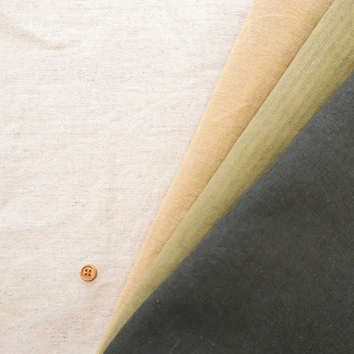 瀬戸内　コットン×ヘンプ　ヴィンテージヘリンボーン生地　無地