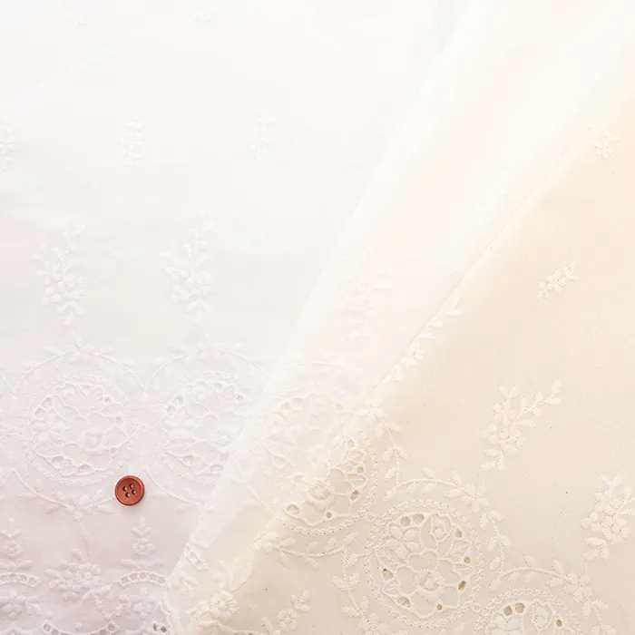 コットンキャンブリックボーダーレース生地