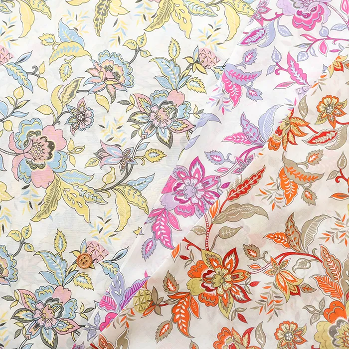 レーヨン×コットンプリント生地　サラサ調