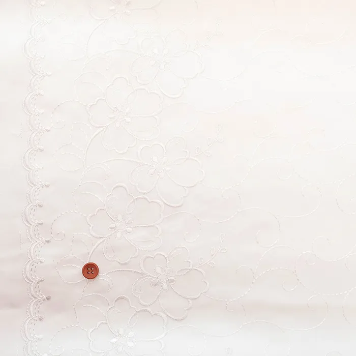 ポリエステルサテン両耳ボーダーレース生地