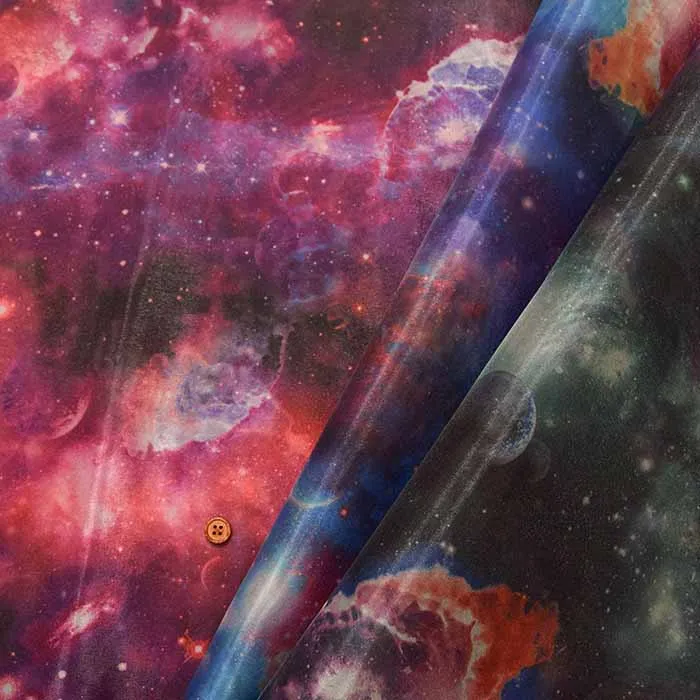 ポリエステルオーガンジープリント生地　宇宙