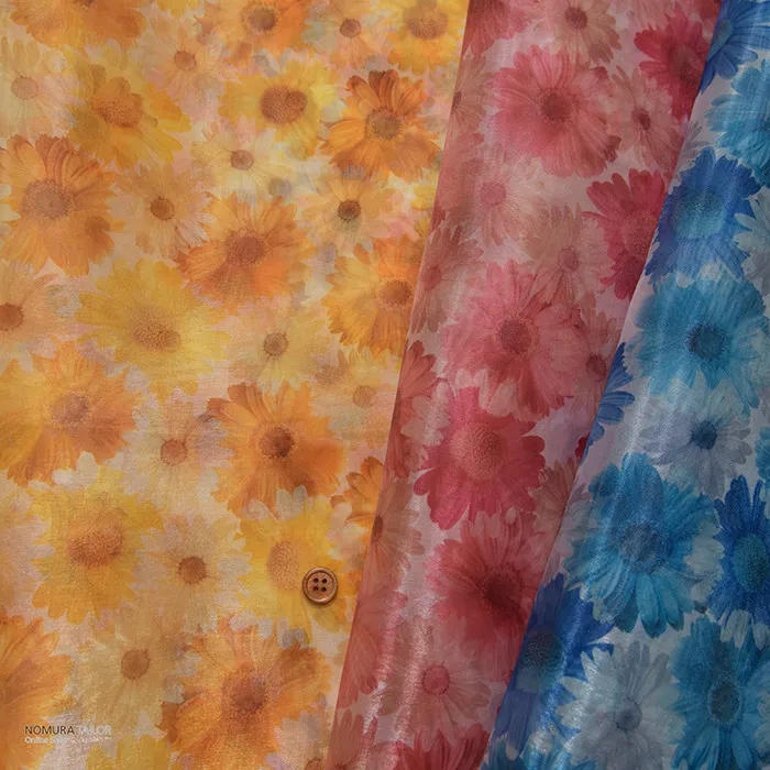 オーガンジープリント　ガーベラ