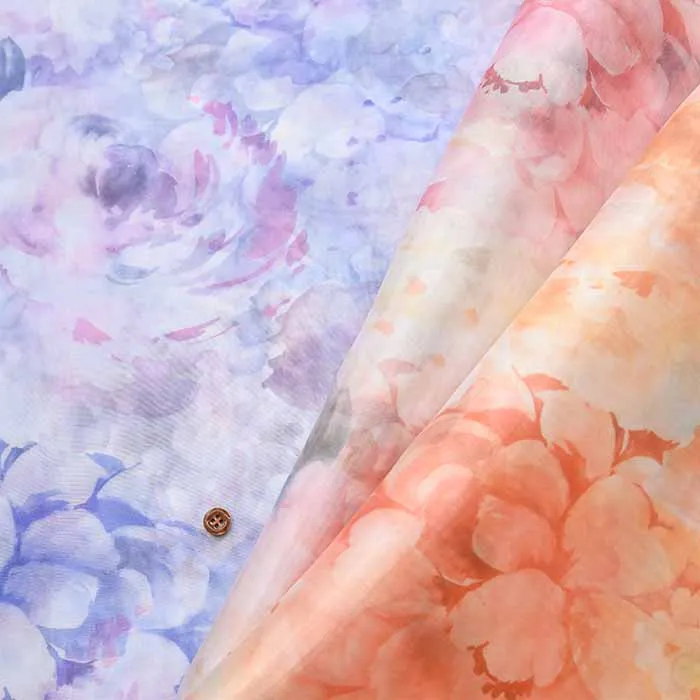 ポリエステルオーガンジープリント生地