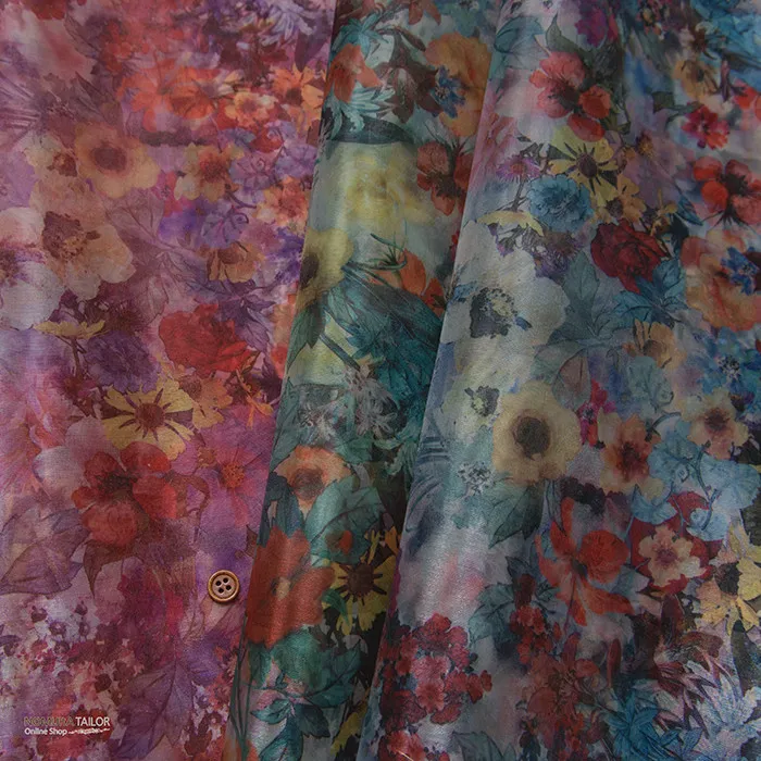 オーガンジープリント　絵画風フラワー