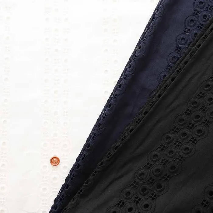 コットンローンレース生地　ドットストライプ