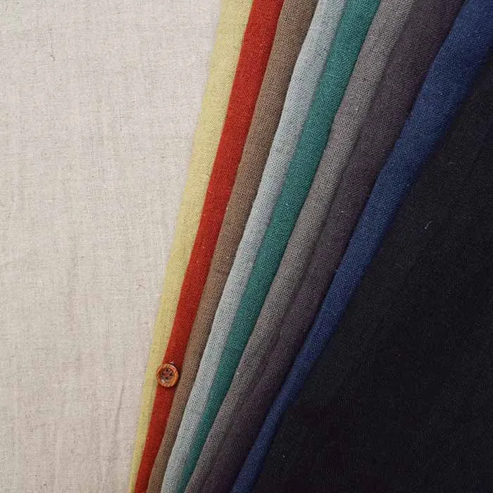 シルクプロテイン加工　リネンワッシャー　生地　無地　【在庫限りの商品です】