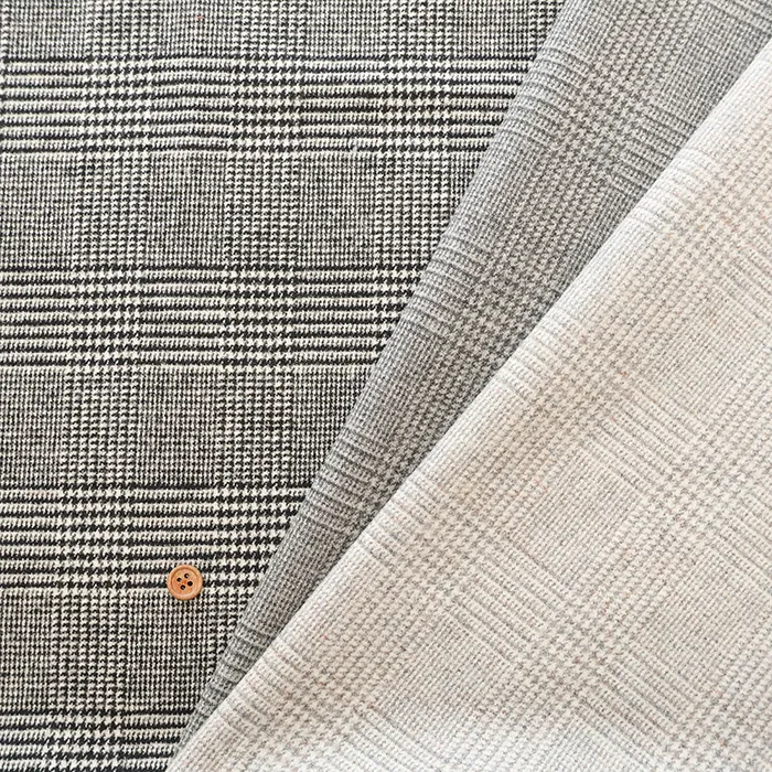 尾州　ウォッシャブルツイード生地　グレンチェック