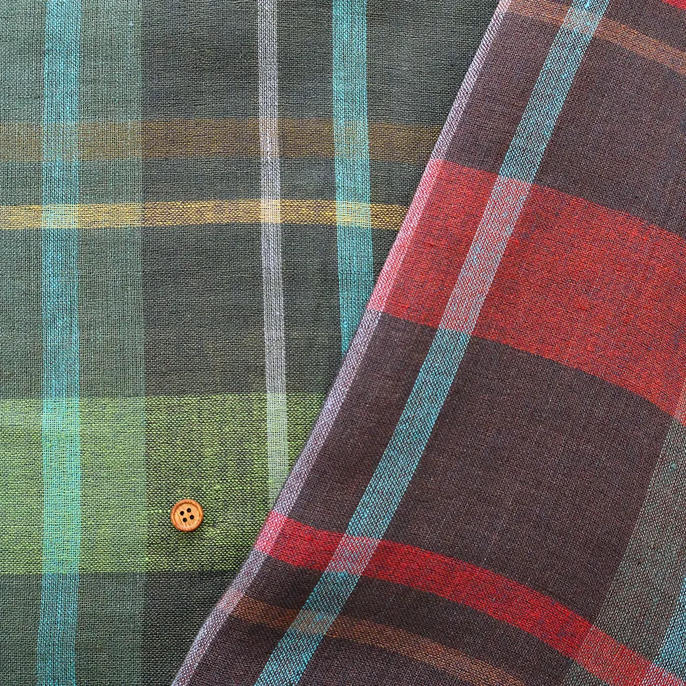 先染リネンチェック生地