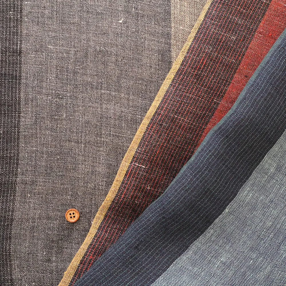 先染リネンストライプ生地