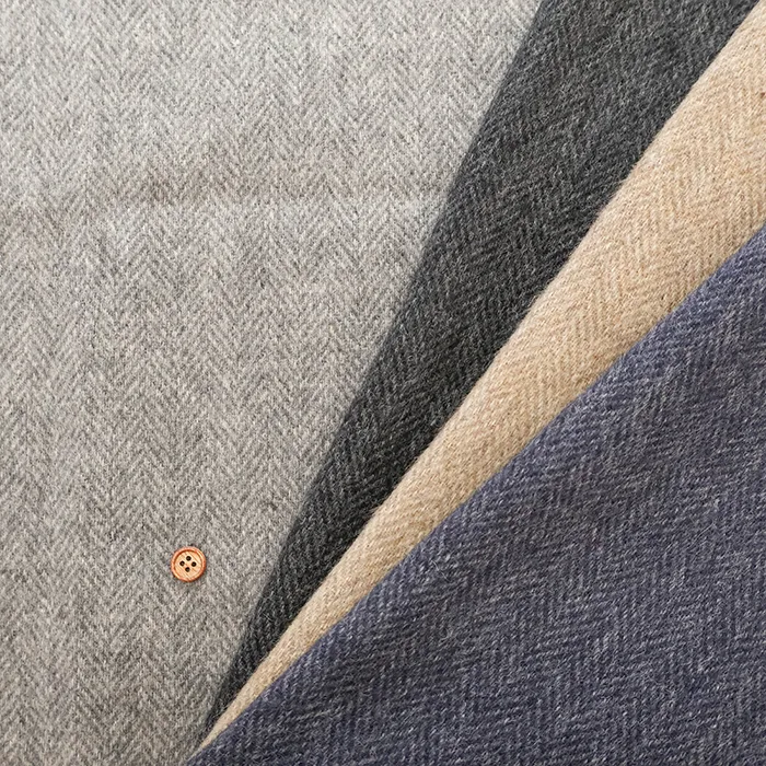 ウール×リネン　ヘリンボンビーバー生地