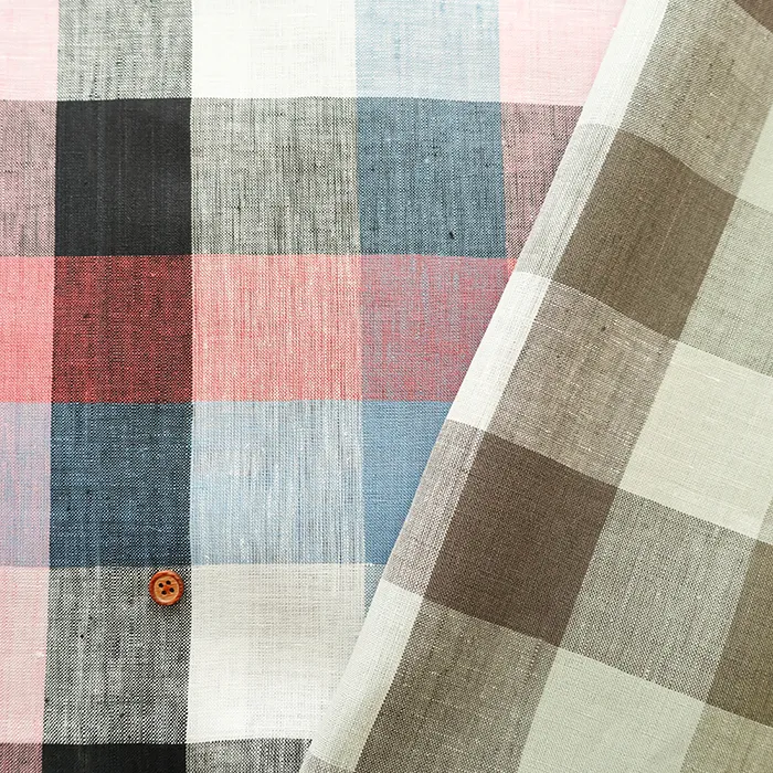 リネン先染めチェック生地