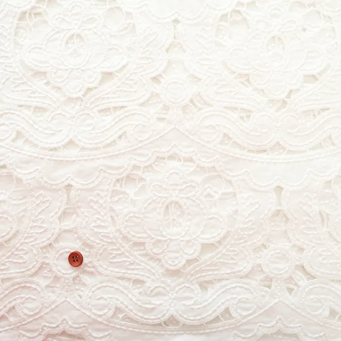 イタリア製　コットン片耳ボーダーレース生地