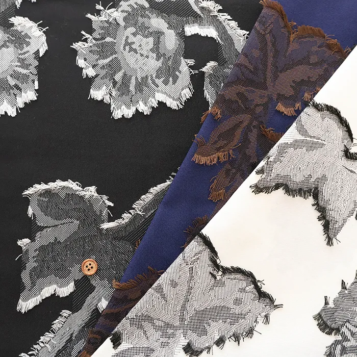 ポリエステルカットジャガード生地　フラワー