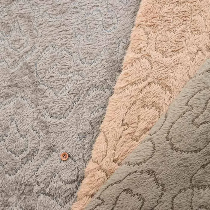 ポリエステルボアフリース刺繍生地　レオパード【1F】