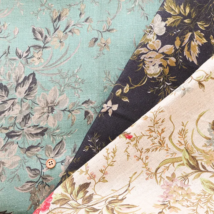 ロイヤルソフトリネンプリント生地　ボタニカル