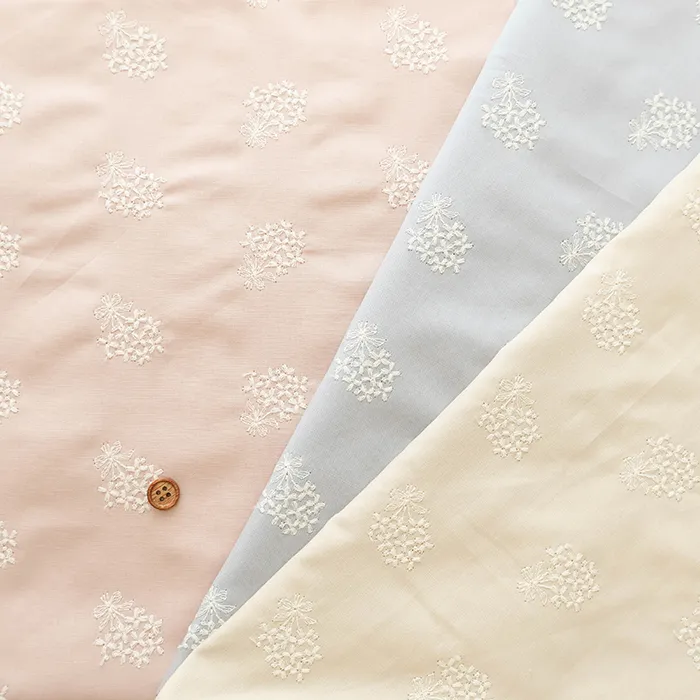 コットンブロードレース生地　フラワーブーケ