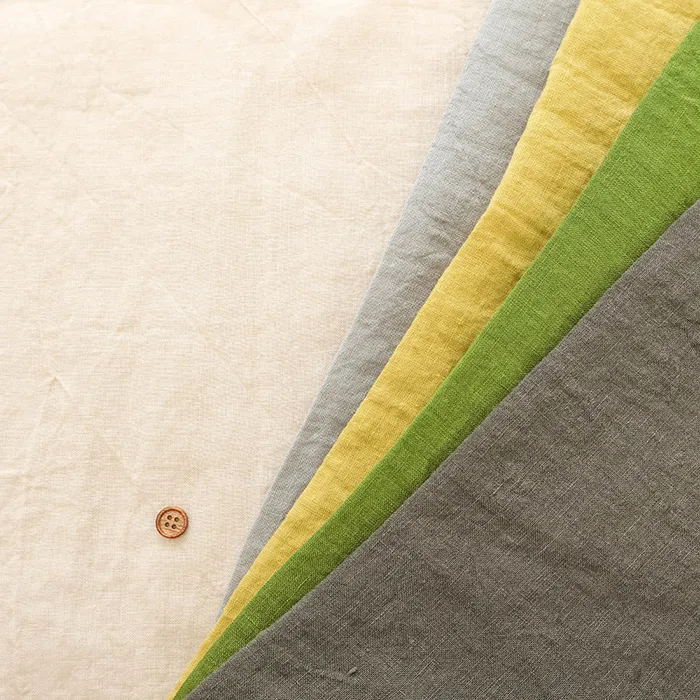 釜炊きオリーブ柔軟加工　60リネン生地　無地